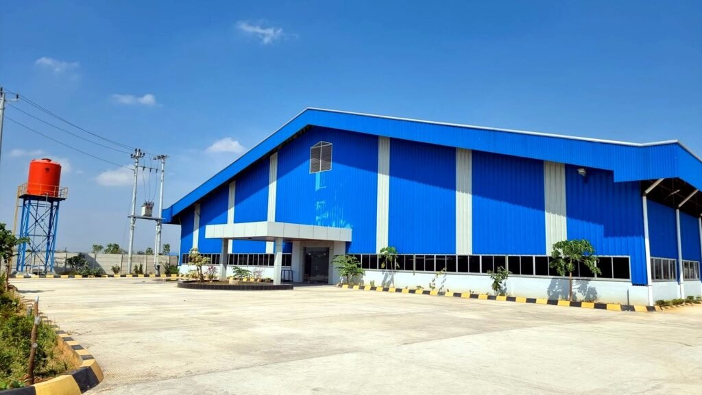 Completed factory building with steel cladding, Malang